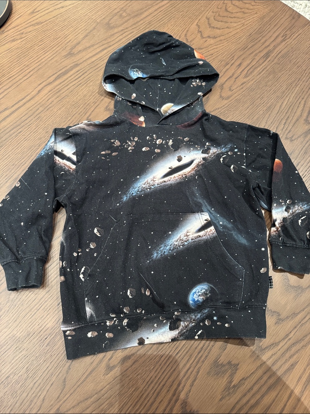 Molo Black Galaxy Hoodie with Planet Print